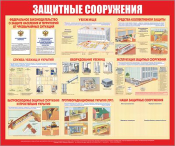 С58 Стенд защитные сооружения (1200х1000 мм, 3 мм, Прямая печать на пластик) - Стенды - Стенды по гражданской обороне и чрезвычайным ситуациям - Магазин охраны труда и техники безопасности stroiplakat.ru